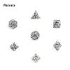 7 Pcs White Leaf Flower Metal Dice Hollow Metal Polyhedral Dice Set Suitable For Role-Playing Game