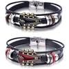 Retro Faux Leather Guitar Bracelet, Punk Rock Music Guitar Genuine Leather Bracelet, Handmade Braided Multi-Layer Wrap Bracelet