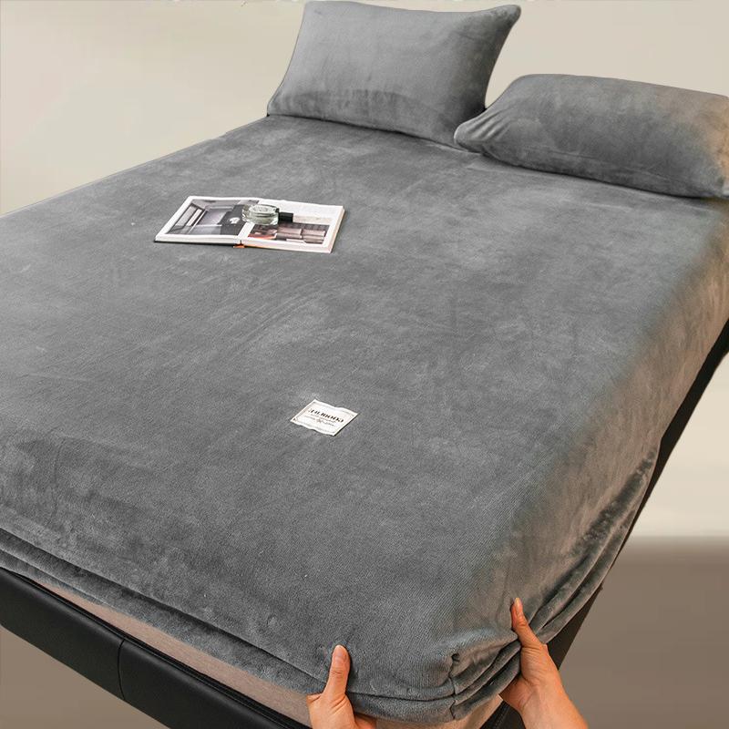 Crystal Velvet Bed Sheet, Winter Mattress Cover, 30cm Deep Pocket Bed Sheet, Soft and Skin Friendly Warm Bedding