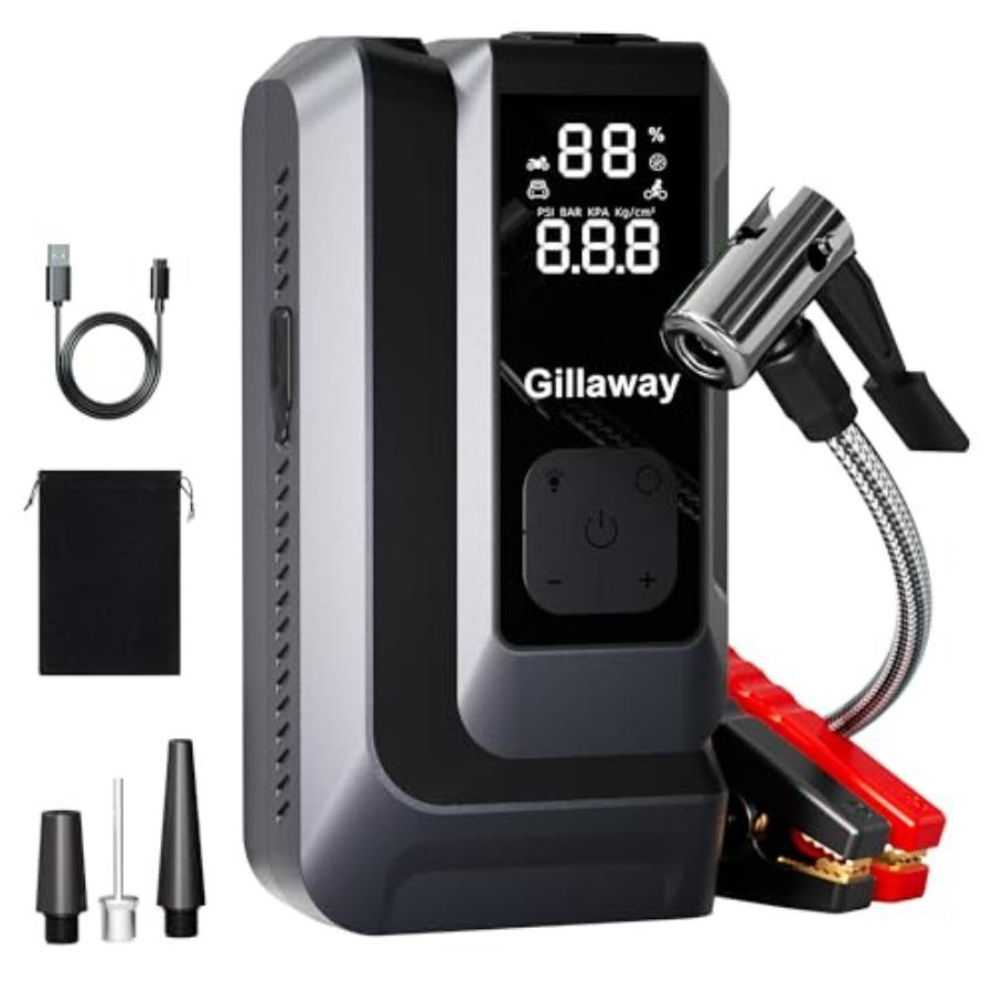 Portable Jump Starter 4500A with 150PSI Air Compressor Flashlight Power Bank - Car Emergency Starter Kit Black High-Capacity Ba Black4500A