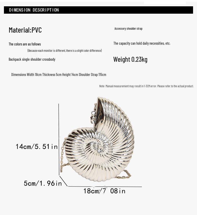 Seashell-Shaped Women's Evening Crossbody Bag - 2024 Summer Trend
