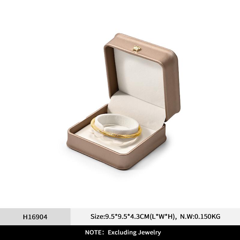 Oirlv Golden Jewelry Ring Box Leather Earring Necklace Pendant Gifts Display Box For Proposal Engagement Wedding Packaging Box