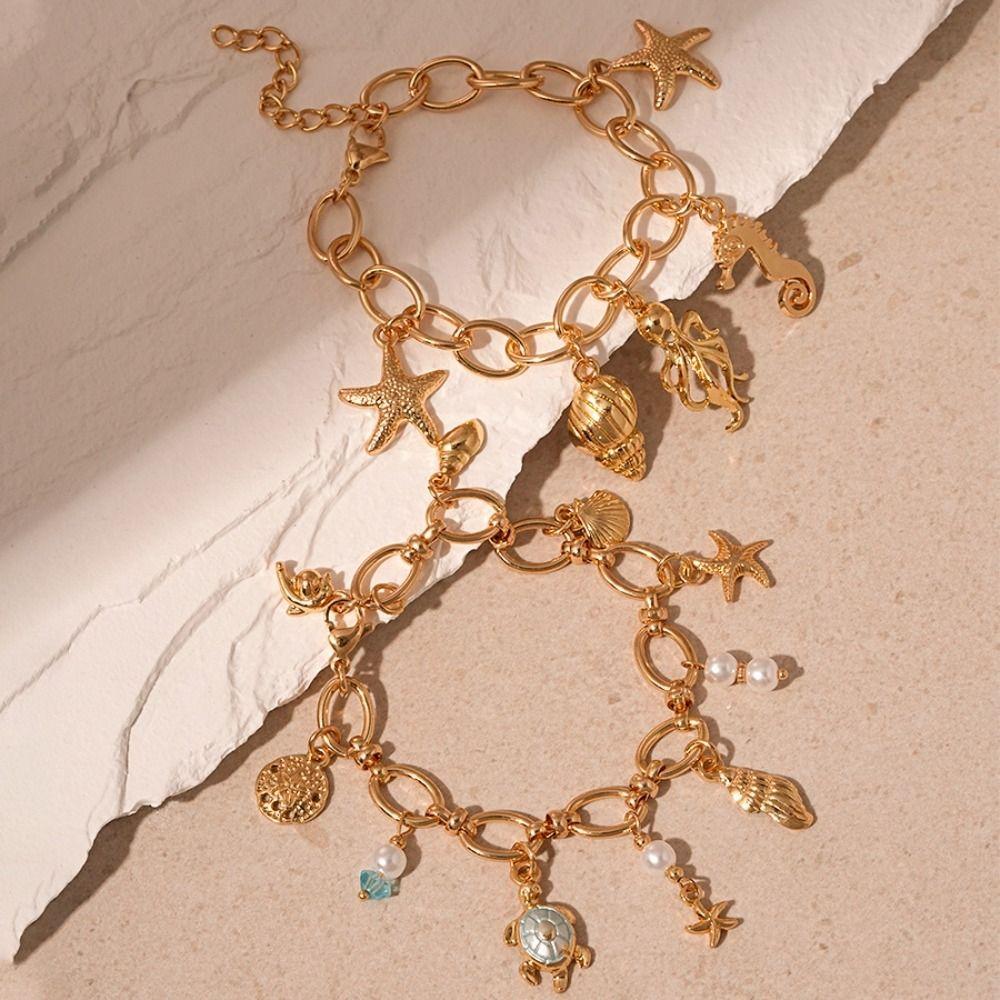 Exquisite Beach Bracelet Elegant Ocean Style Jewelry Hawaiian Style Simple Metal Bracelet  Women