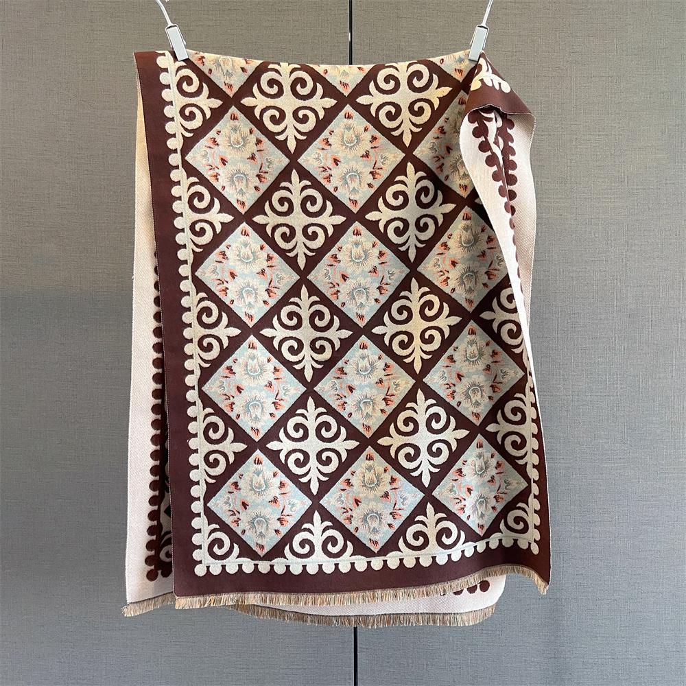 Designer Winter Warm Cashmere Scarves Women High Quality Thicken Pashmina Shawl Elegant Ladies Wool Poncho Windproof Pareo