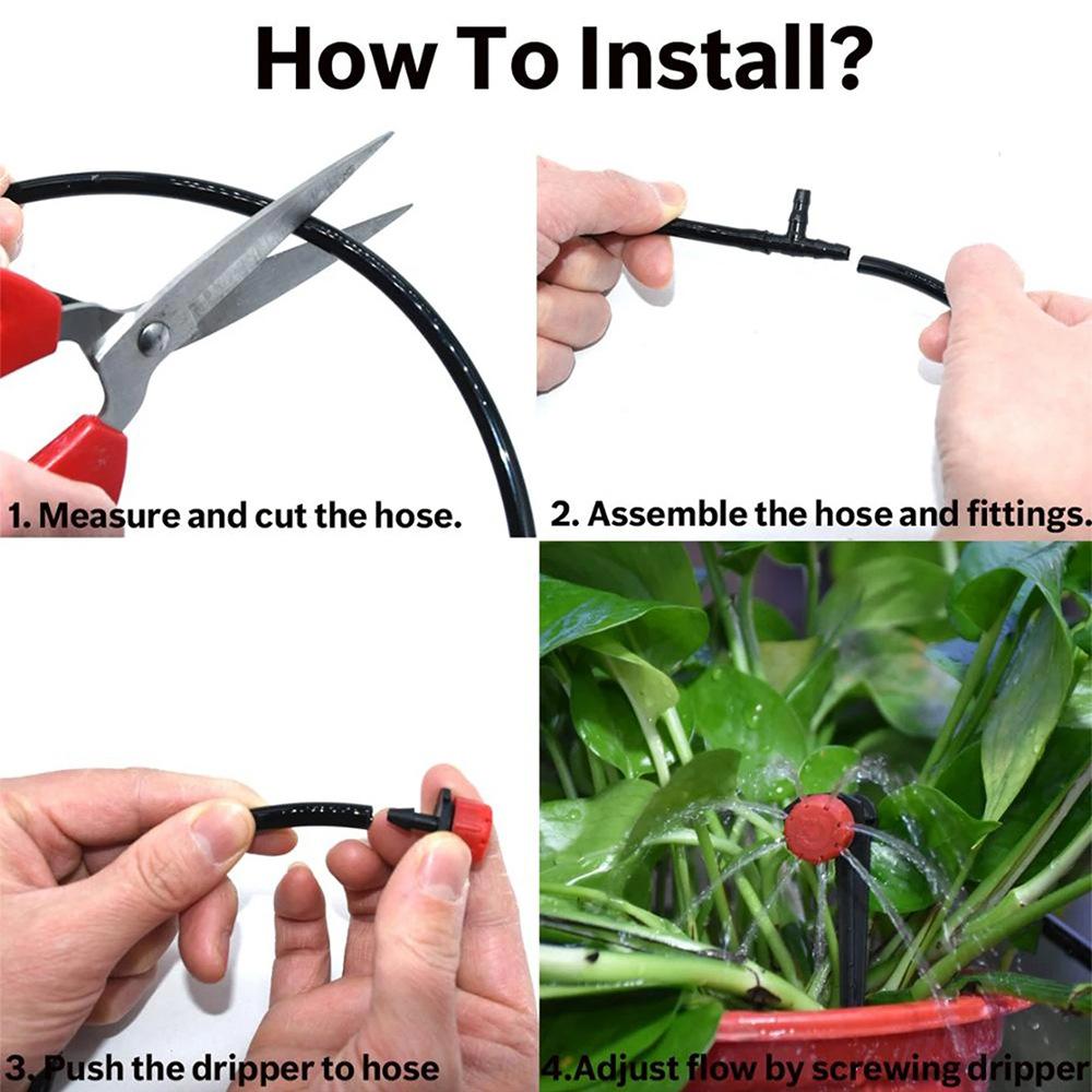 Micro Drip Irrigation System Portable 20M Automatic Watering with Adjustable Drippers Misting Watering Kits Garden Hose