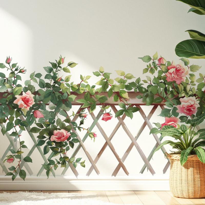 Creative Rose Vine Wall Sticker for Living Room or Restaurant Décor
