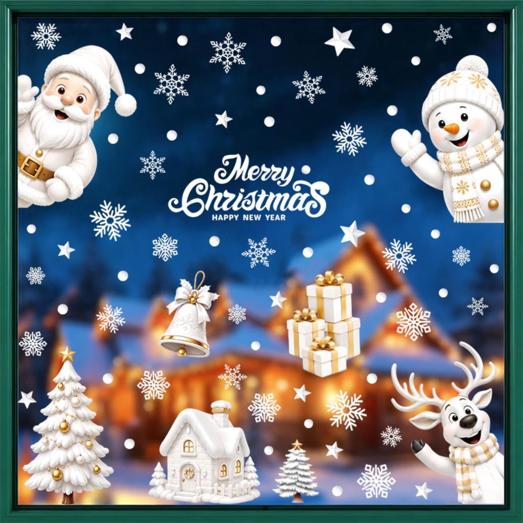 Christmas Static Cling Window Stickers for Living Room Bedroom Holiday Party Decorations