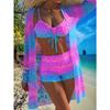 European and American New Split Swimsuit Sexy Leopard Print Bikini Women's Blouse Three-piece Bikini