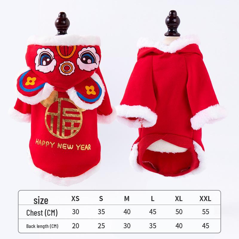 "Winter Warm Tang Suit for Pets: New Year Clothes for Small Dogs and Cats"