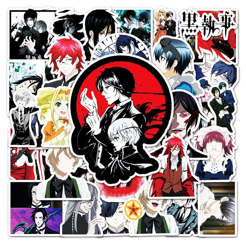 50 Anime Black Butler Cartoon Graffiti Stickers for Laptops, Suitcases, and Cars
