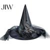 Witch Hat with Rose Halloween Wizard Hat, Adult Kids Cosplay Cone Spider Decorative Web Star Decor, Gothic Party Costume Prop, Trick or Treat