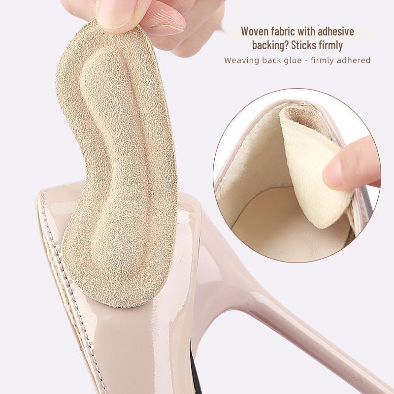 Suede Velvet Heel Stickers: Soft, Anti-Rub, Anti-Slip Pads for High Heels & Sports Shoes, Invisible, Size-Adjusting Half-Size Inserts