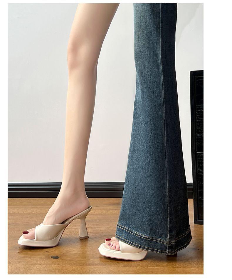 French Patent Leather High-heeled Sandals Women's Summer New Niche Slippers Thick-soled Thick-heeled Open-toed Beautiful Cool Slippers