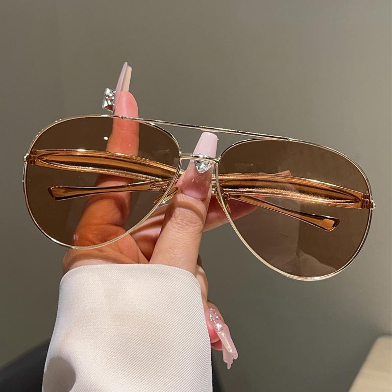 Vintage Pilot Sunglasses Men Fashion Oversized Outdoor Shades New Women Trendy Luxury Brand Design Anti-UV Sun Glasses