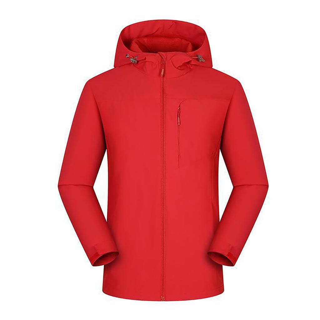 Women Solid Stripe Rain Jacket Outdoor Plus Waterproof Hooded Raincoat Windproof