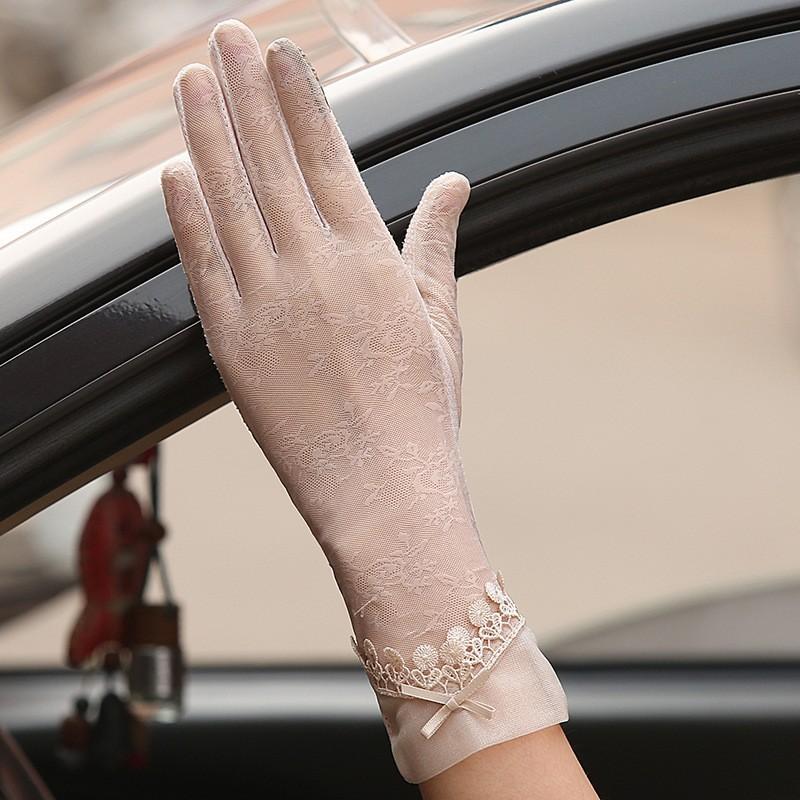 Spring and Summer Sun Protection Gloves Lace Light and Breathable Touch Screen Gloves for Women Driving Breathable Outdoor Sunshade Cycling Gloves