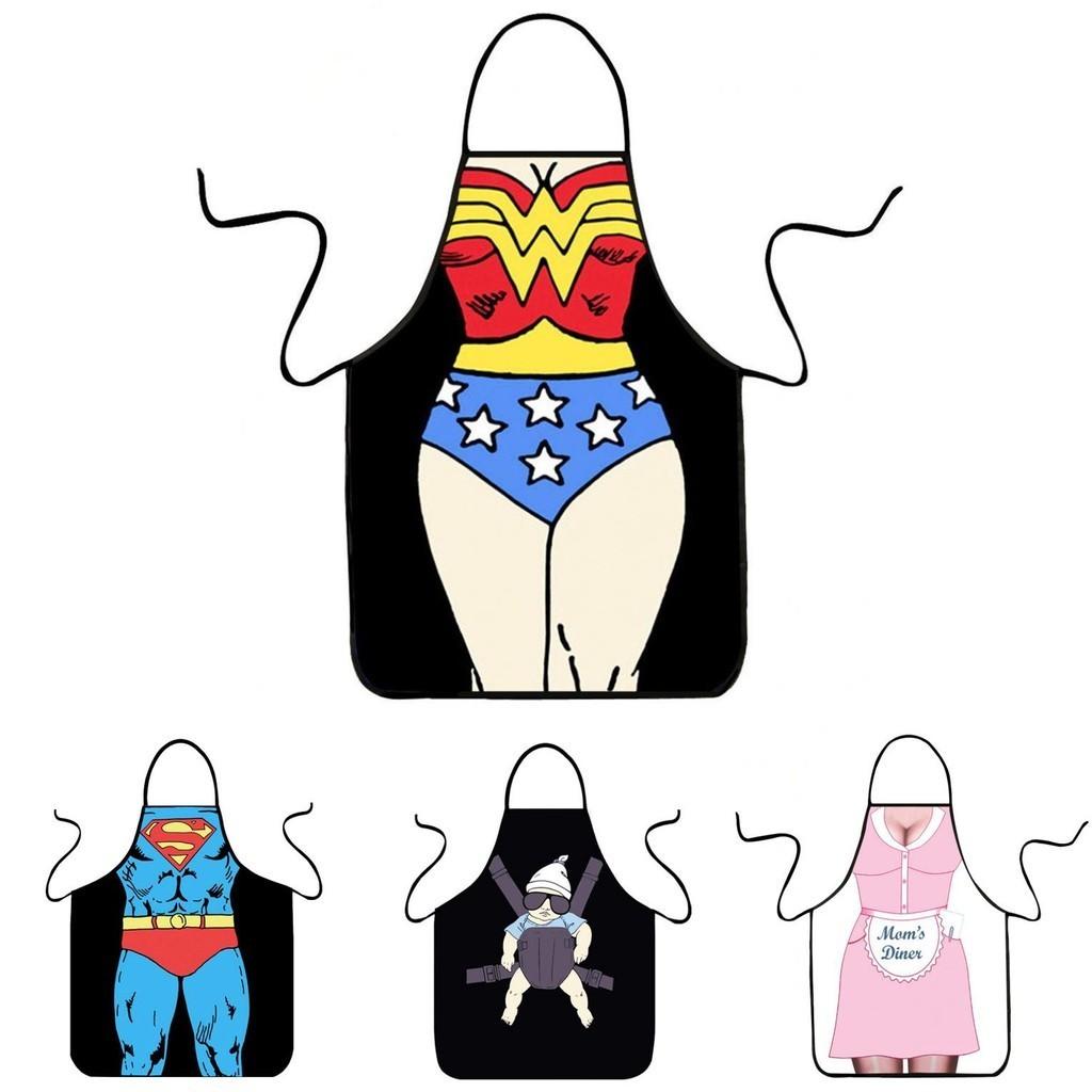 Women Kitchen Men Bib Aprons Comic Superhero Costume Apron Gift Funny