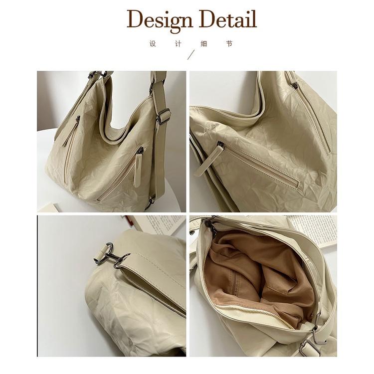 IELGY Women's Large-capacity Pleated Shoulder Bag, Premium Commuter Backpack
