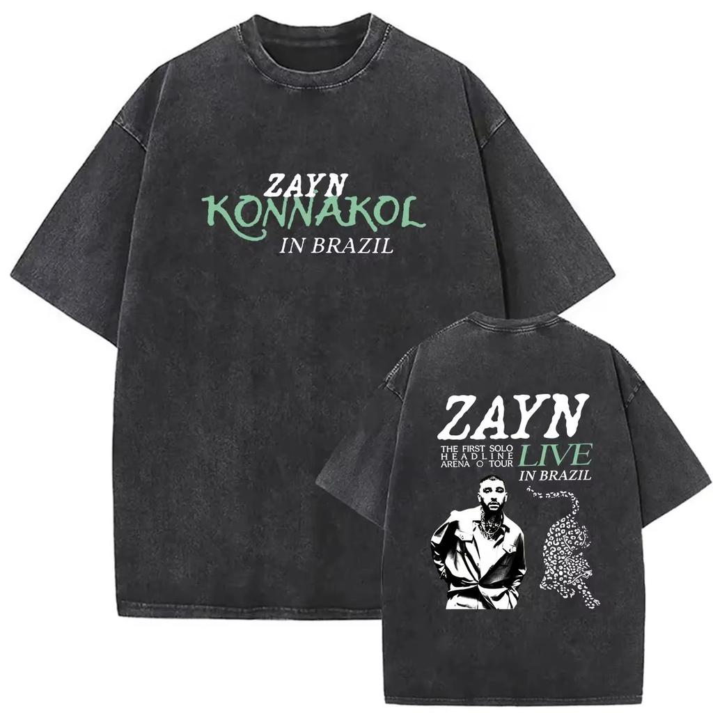 2026 Vintage Lavato Singer Zayn Malik KONNAKOL Musica Magliette Uomo Donna Abbigliamento Fan Casual Comfort Girocollo Manica Corta Abbigliamento Casual