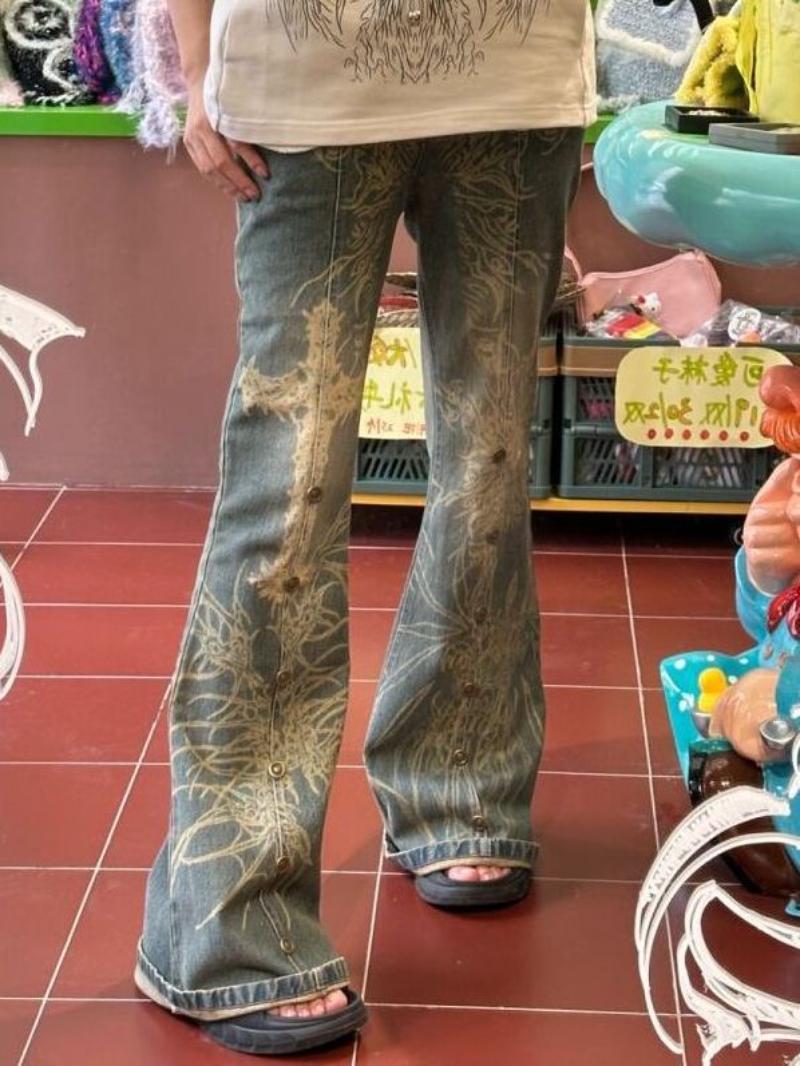 

Y2K винтажная женская корейская повседневная уличная одежда больших размеров, эстетические прямые брюки, широкие джинсы, джинсовые брюки в стиле гранж, одежда XL