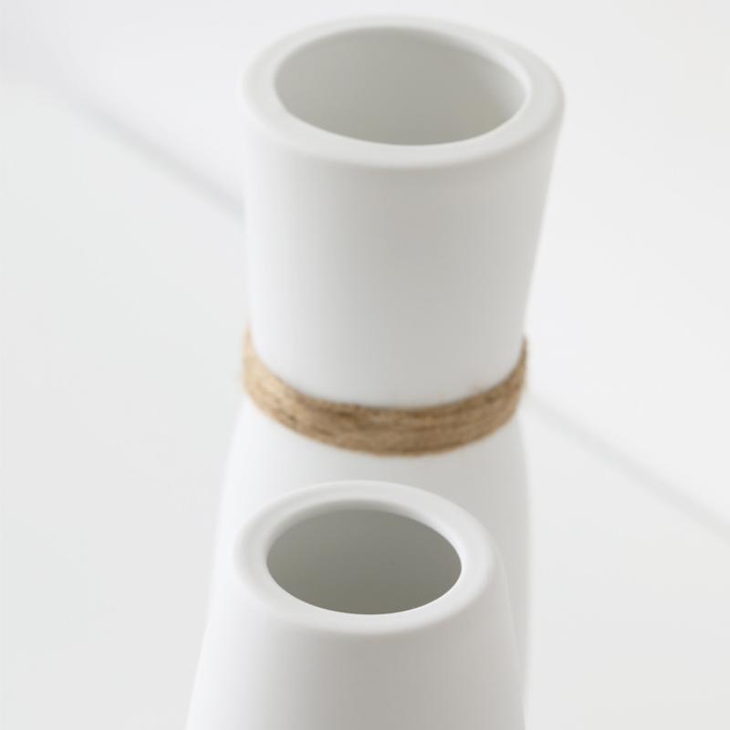 Minimalist White Ceramic Vase Set of 2, Nordic Modern Boho Style Decorative Vase, Ceramic Aesthetic Home Decor Vase for Lego Flower Pampas Grass Plant