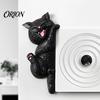 Unique Home Interior Accents 3D Cat Light Switch Sticker, Decorative Resin Wall Plate Cover, Cute Animal Double Socket Guard Stickers, Peel And Stick