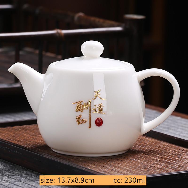 White Porcelain Teapot Custom Ceramic Tea Set Home Beauty Ball Hole Filter Tea Infuser Hand Tracing Gold Kettle Handmade Teaware