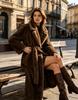 Source imitation fur jacket women's coat suit collar strap waist extended winter coat