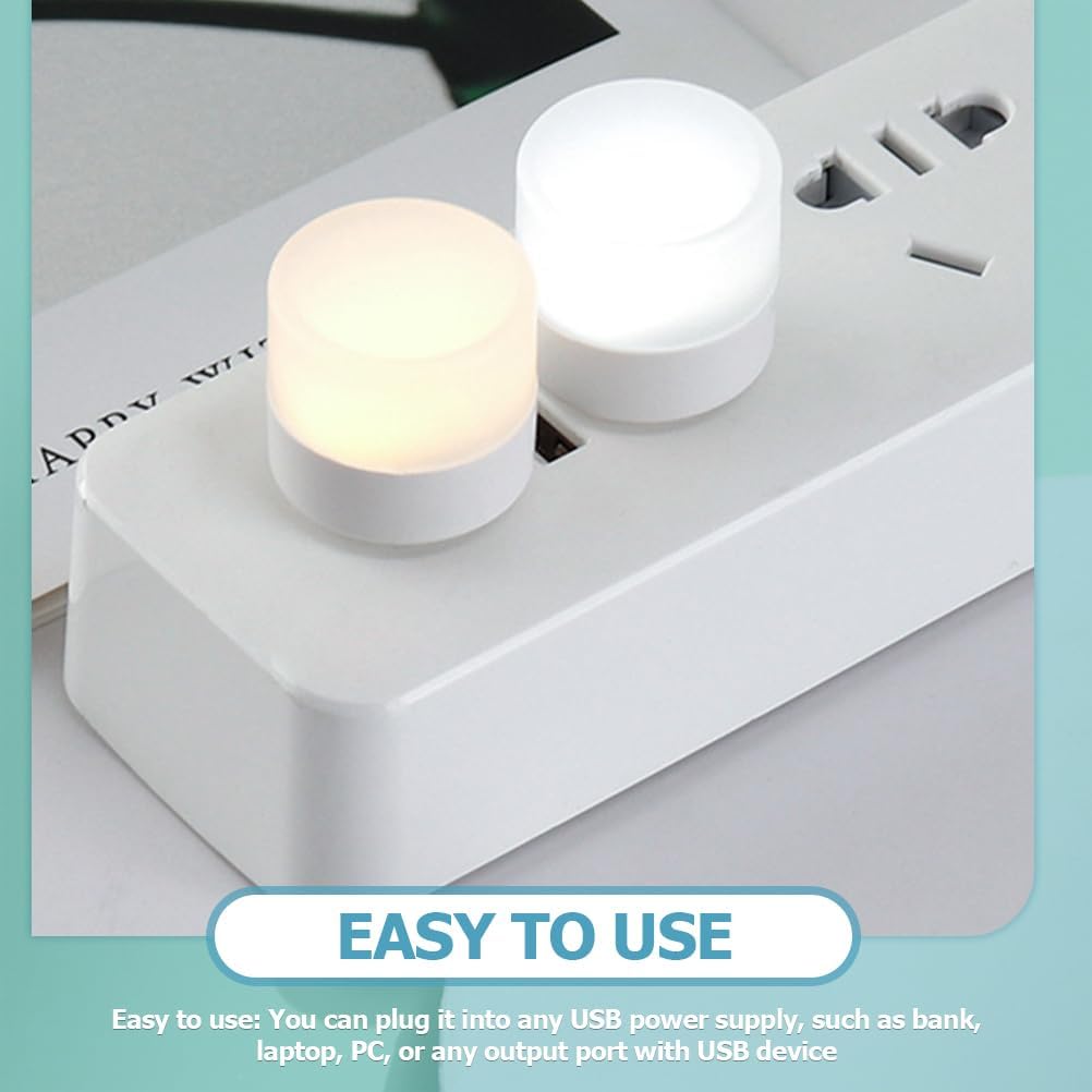 Mini Led Usb Night Light Simple Sleeping Night Light Miniature Plug In Night Light Usb Light Bulb For Bedroom,Bathroom,Kitchen(5 Warm + 5 White )