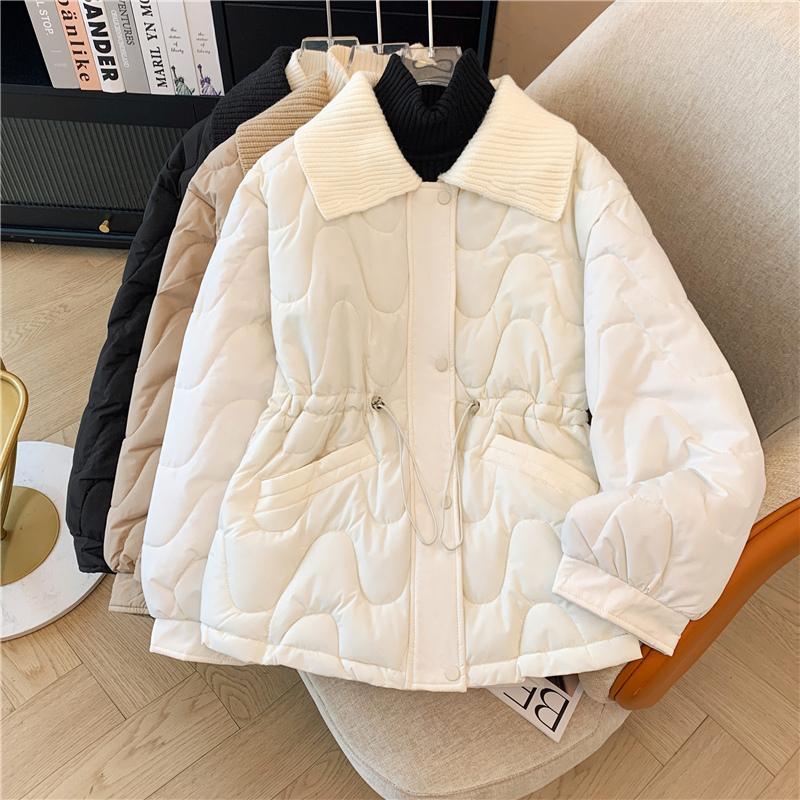 Thickened Down Cotton Padded Coach Women's Winter Fashion Stylish Versatile Petite Padded Jacket Lapel Cotton Padded Coat