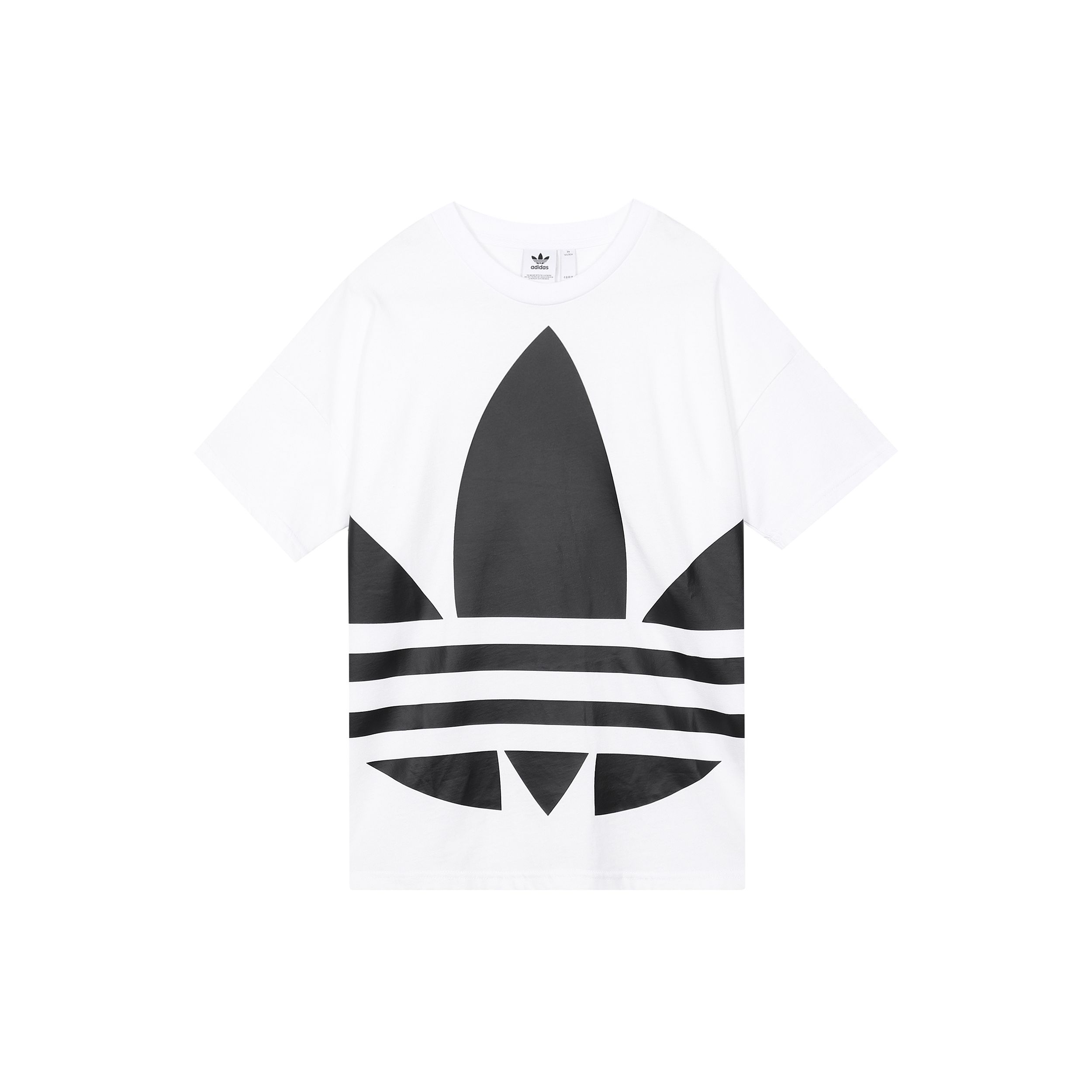 Adidas Оригинальная винтажная футболка с большим логотипом Trefoil для женщин, топ, черный, белый GJ1009 40
