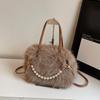 Yogodlns Moda Inverno Borse a Tracolla in Pelliccia Sintetica per Regalo da Donna, Borsa a Spalla Decorata con Catena di Perle, Borse da Donna Borsa Top-handel