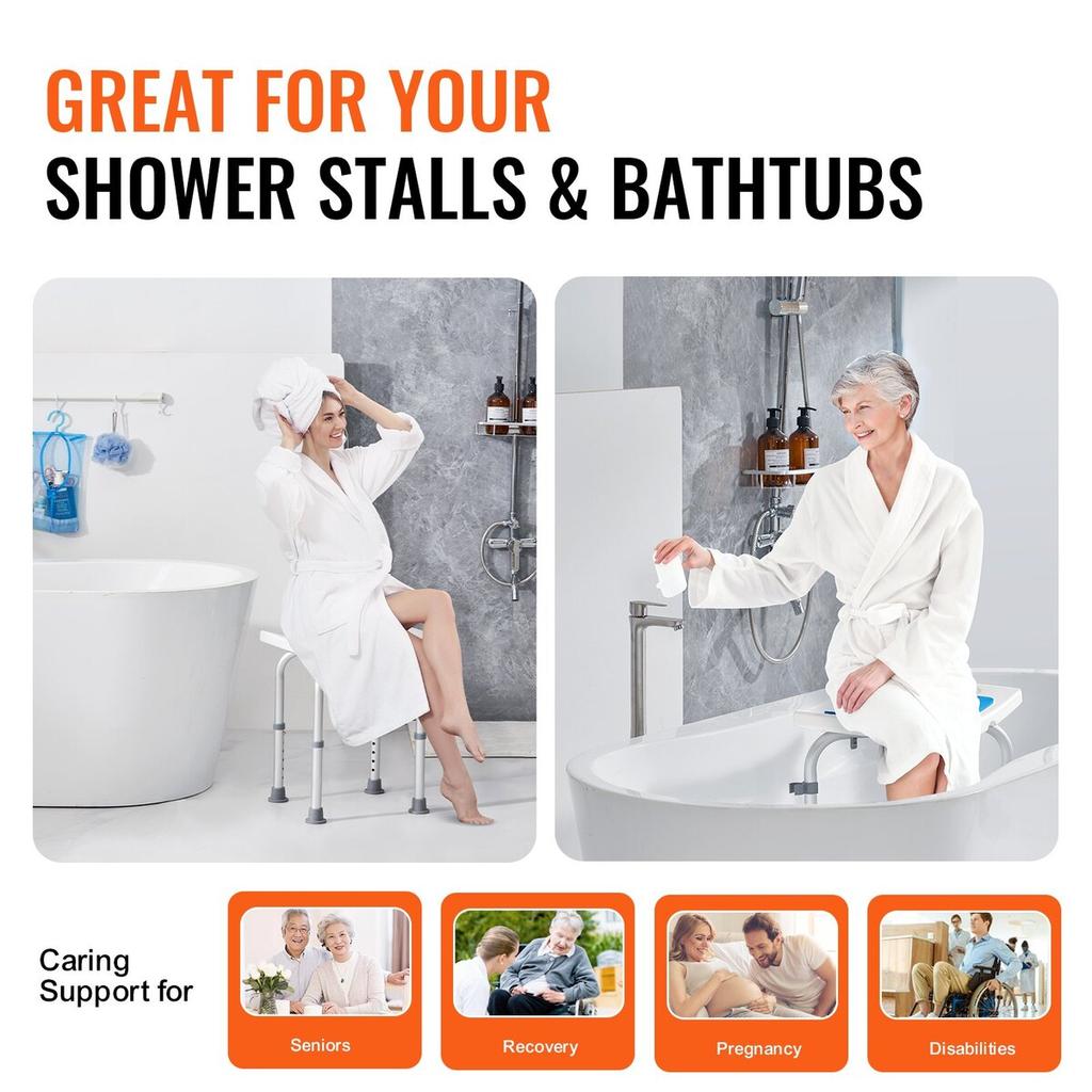Duschhocker, höhenverstellbarer Duschhocker, Duschsitz für die Dusche oder Badewanne, rutschfester Hocker für ältere, behinderte Menschen,