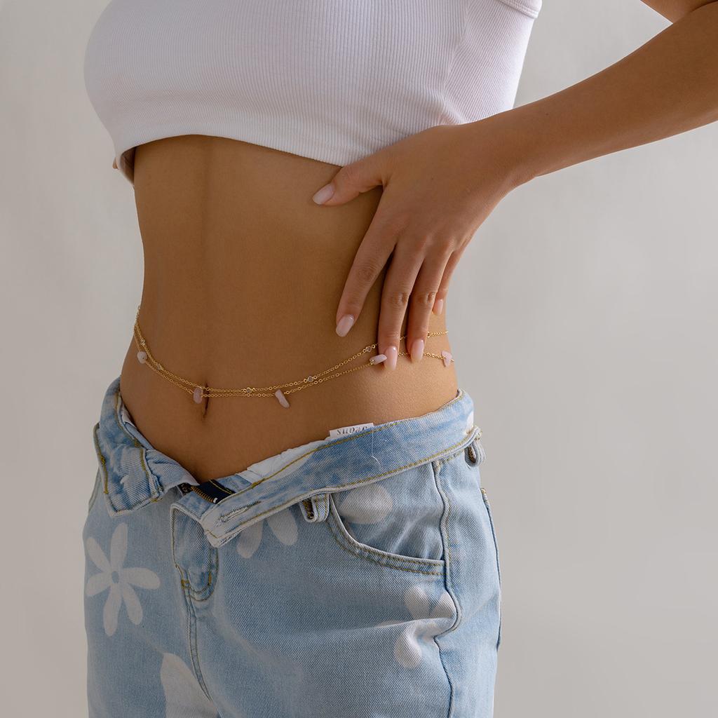 Sexy Simple Beach Wind Colored Gravel Waist Chain Trend Hip Hop Metal Chain Body Chain