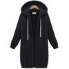 Autumn And Winter Women's Mid To Long Hoodie Woolen Sweater Long Jacket