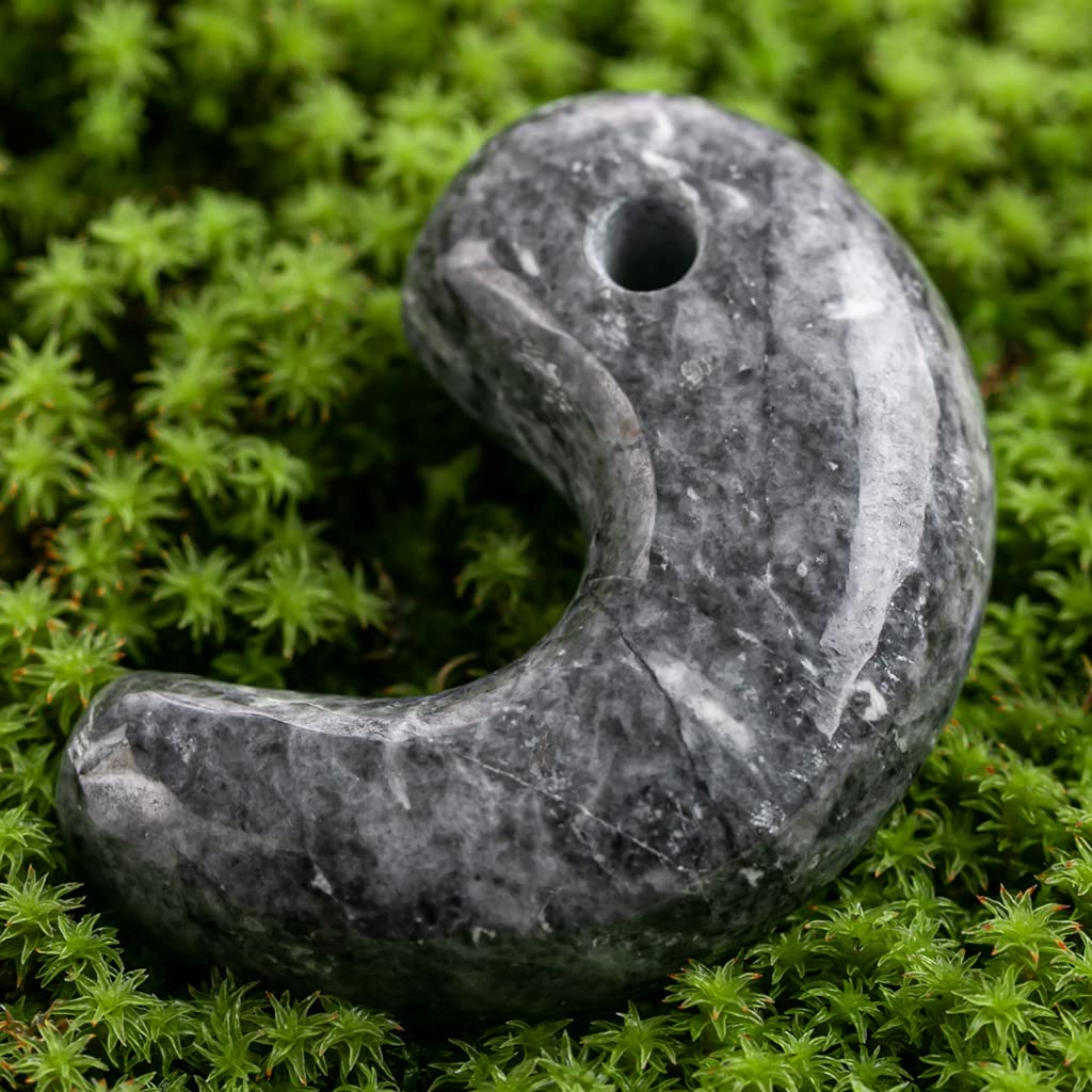 Itoigawa Natural Jade Japanese National Jomon Power Stone Jade Workshop Special Paulownia Wood Quality Guarantee MT0817 Magatama, Black, Stone,