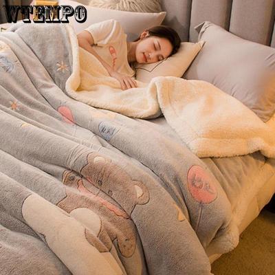 Coperta a doppio strato autunnale e invernale, trapunta ispessimento, coperta in pile di corallo, camera da letto, flanella, copridivano
