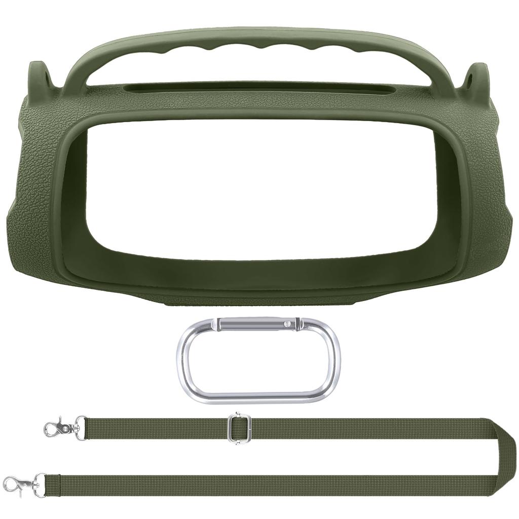 (Case Only) Portable Silicone Case with Shoulder Strap for JBL Charge 5 Bluetooth Speaker, Green - co2CREA
