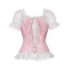 Pink Lace Short Sleeve Corset Top Style Corselet Corsets