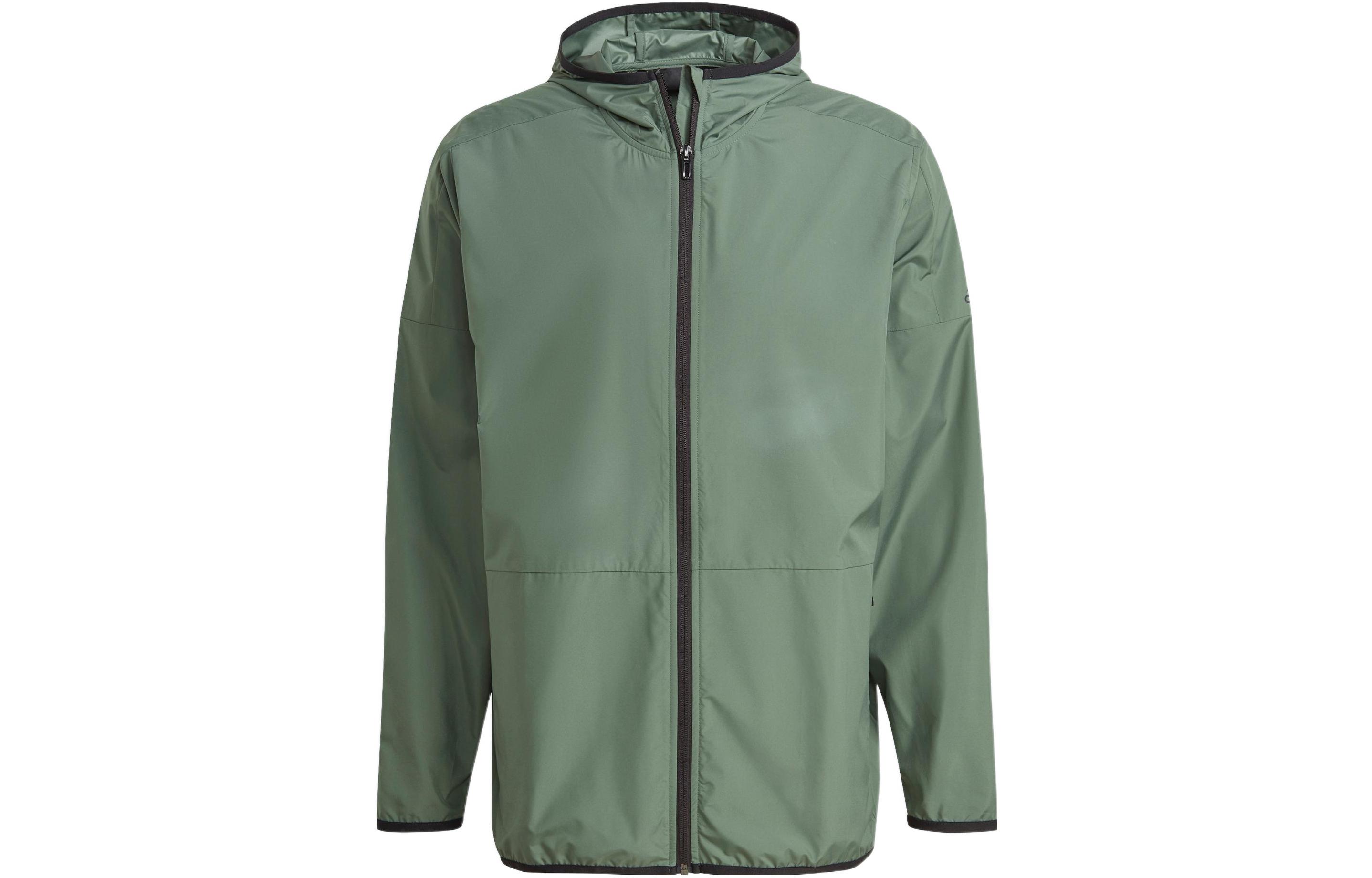 Adidas Neo Jackets Men s Green Hooded Moderate Wind Shell GQ0579 XL