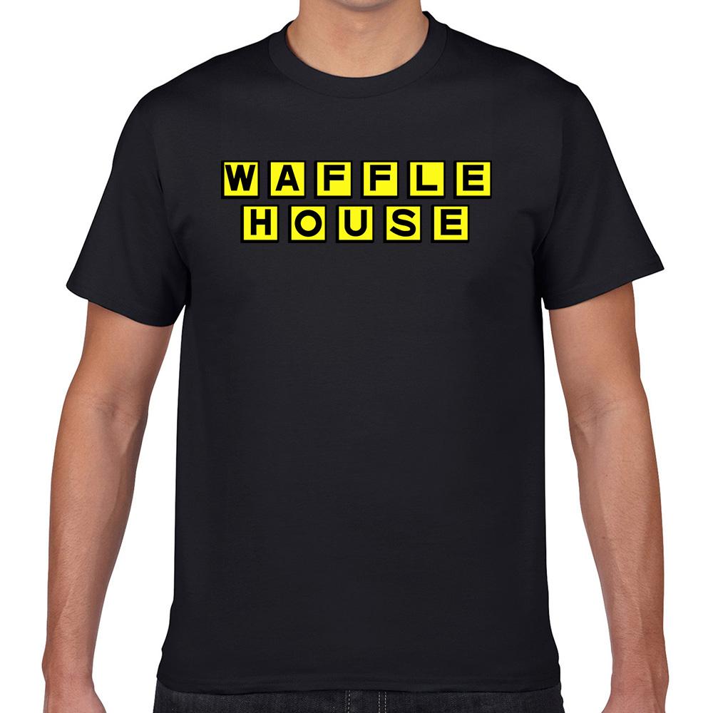 Tops T Shirt Unisex Waffle House Basic Black Geek Print Male Tshirt 3XL