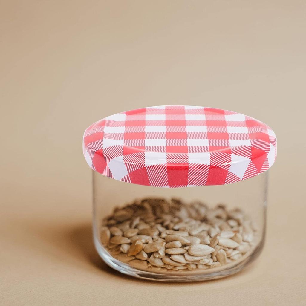 PRETYZOOM 40pcs Jar Lids Metal Canning Lids Red White Checked Jar Screw Caps for Canning Jars Jam Jelly Bottles 63MM