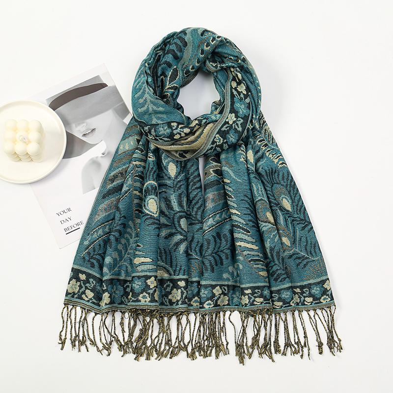 Cashmere Feeling Paisley Scarf for Women Pashmina Shawls Tassel Hijab Head Wrap Femme Winter Scarves Foulard Bufanda