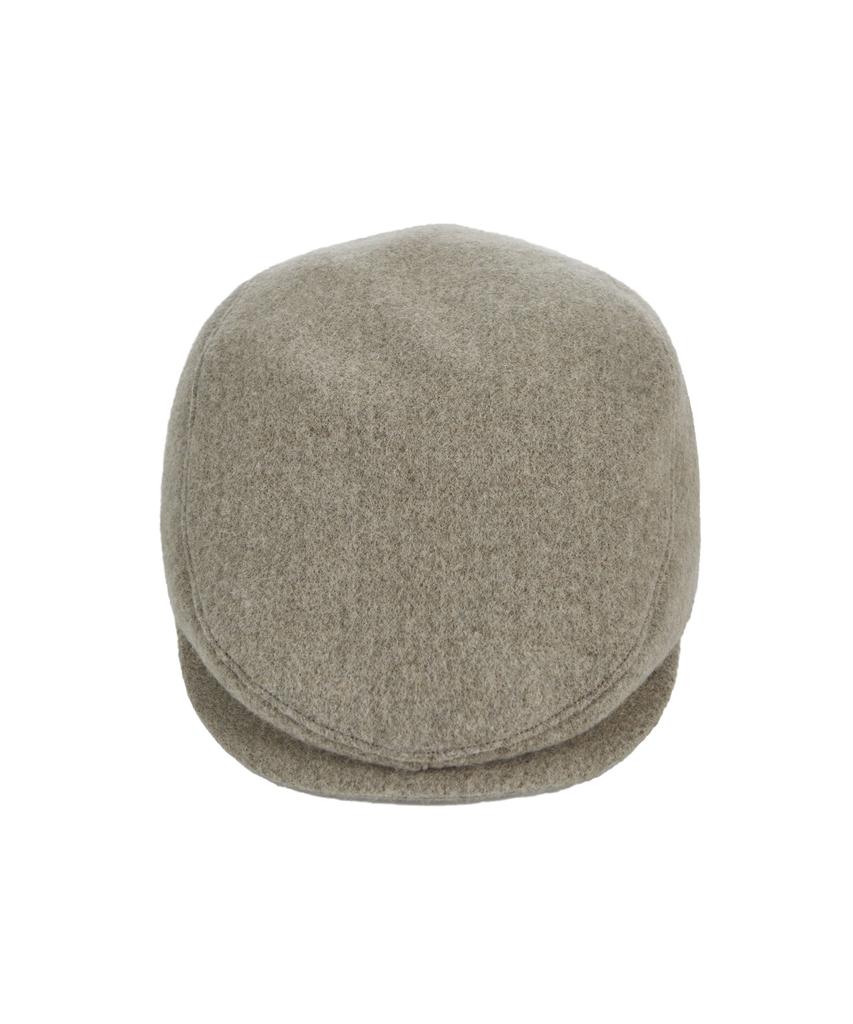 Bajal Studded Logo Retro Wool Beret Beige