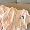 Pink plaid Kitty cat pajamas women's summer short-sleeved shorts ins style set can be worn outside loungewear two-piece set