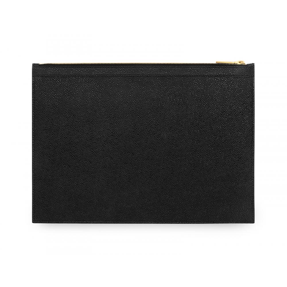 Tom Brown Mac021l 00198 001 Pebble Grain Three Line Tab Medium Clutch Bag