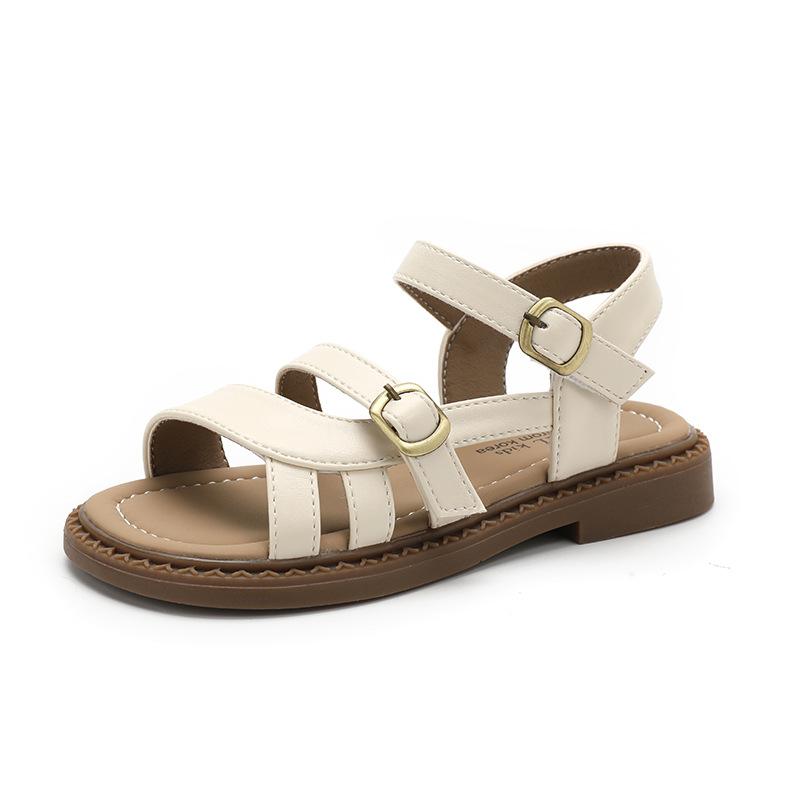 New Sandals Fashion Simple Retro Girls' Shoes Summer Flat Lightweight Kid Shoe Classic Elegant Daily Casual 2025 Beach Shoes