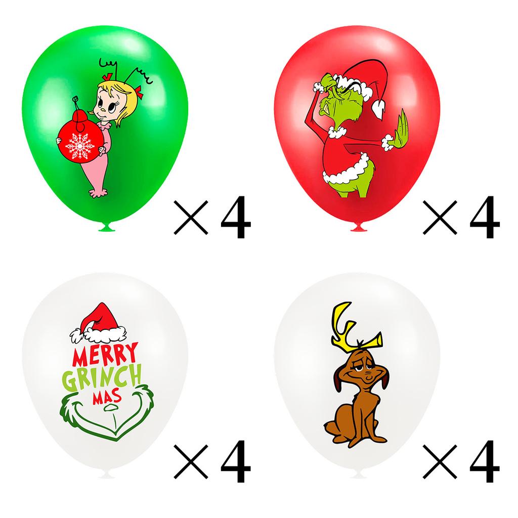 16-Piece Christmas Party Decoration Balloon Set Grinch Latex Balloon Customized