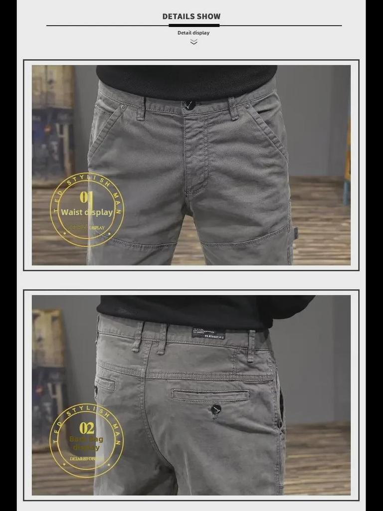 Men's Retro Spring/Autumn Loose Cuffed Casual Overalls