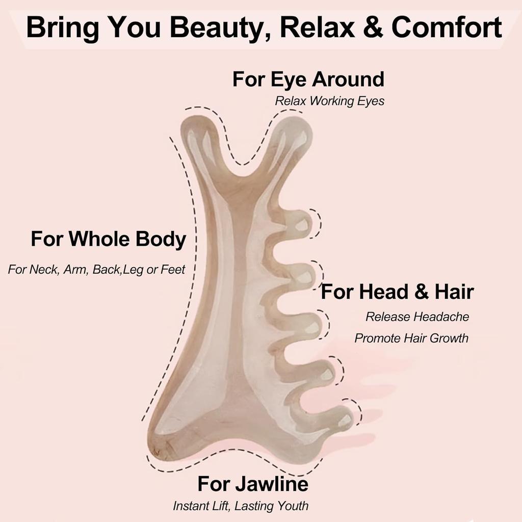 Head Scalping Massage Tool Comb for Hair Head Face Eye Neck Resin Body GuaSha Tool Relieve Stres Promote Lymphatic Circulation